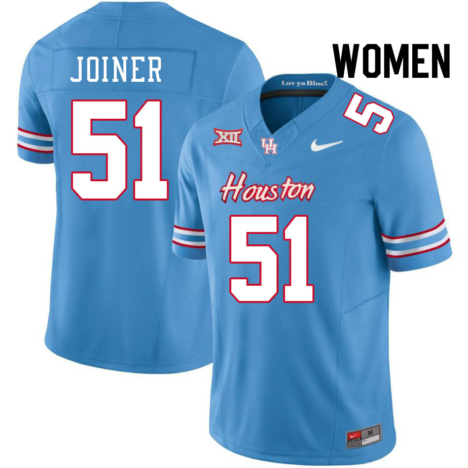 Women #51 Derek Joiner Houston Cougars College Football Jerseys Stitched-Oilers